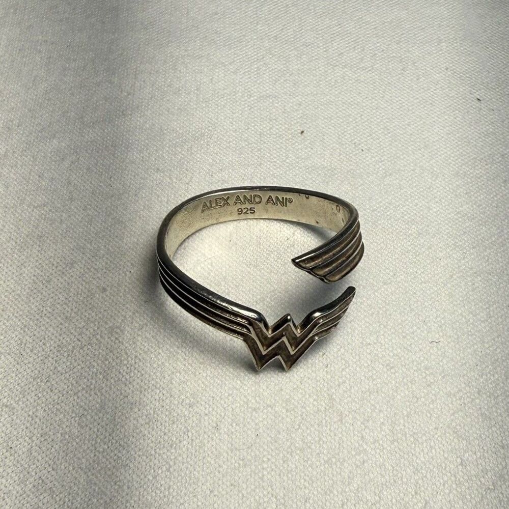 Alex and Ani DC Sterling Silver 925 Wonder Woman Silver Bypass Ring Sz 6-8